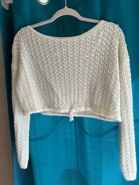 Cream Knit Cropped Sweater Top